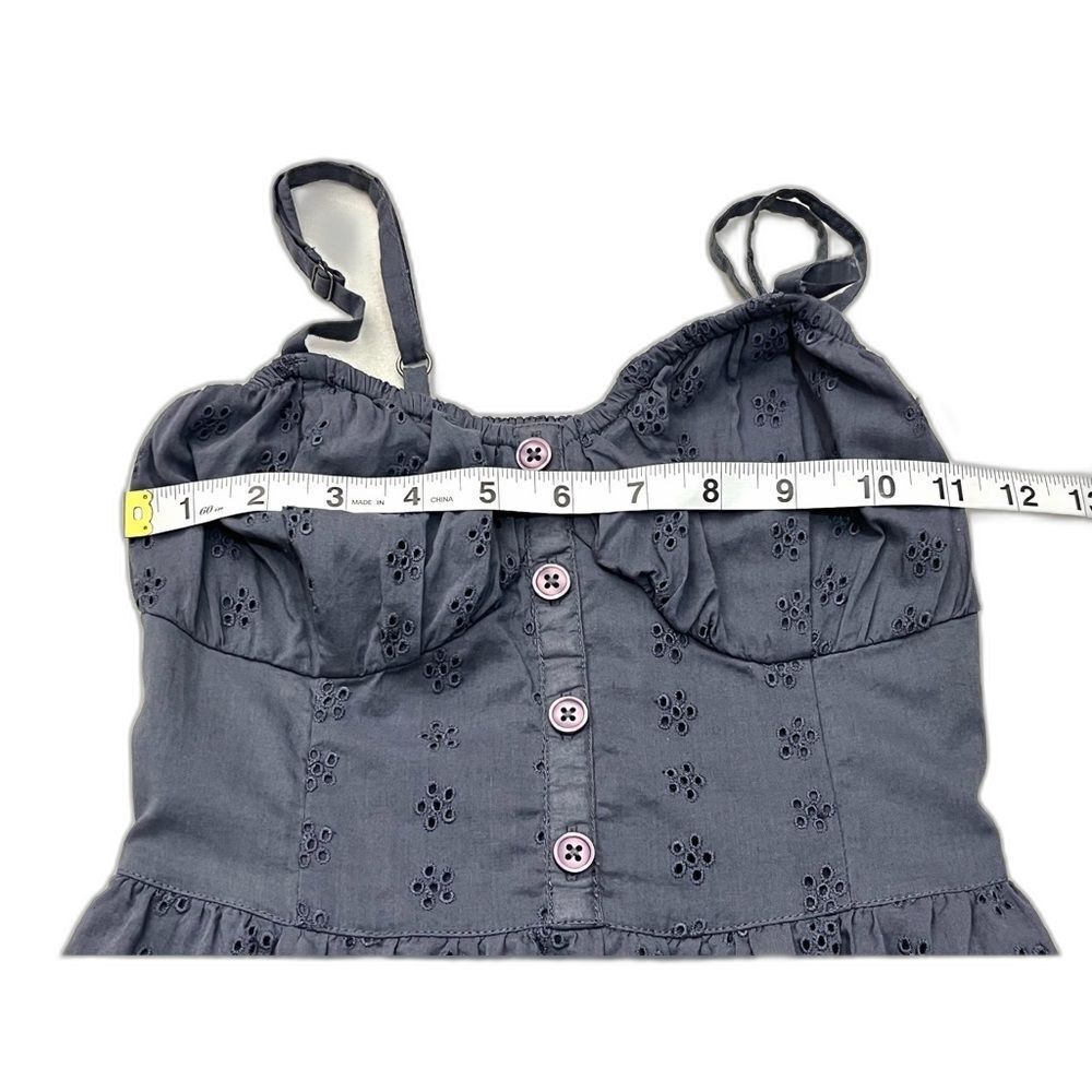 Hollister California Women’s Blue Eyelet Dress with Smocked Top Adjustable Strap - Picture 6 of 15